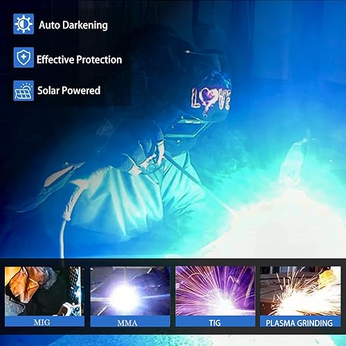 Miniatura 6 de Casco de soldadura con energía solar, oscurecimiento automático con rango de sombra ajustable 49-13 para máscara de soldador de arco Mig Tig