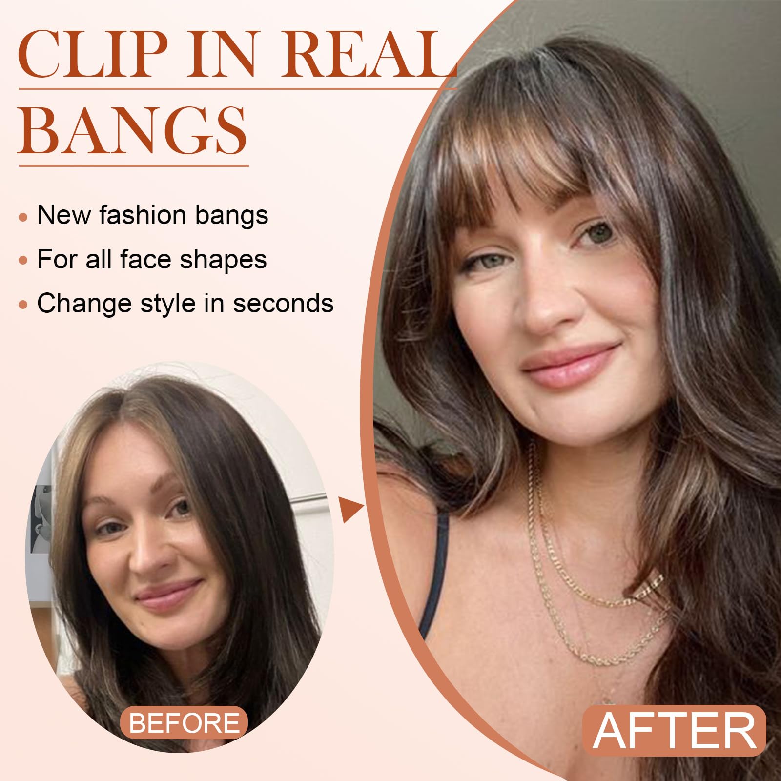 Flequillo con clip, 100 % cabello humano, flequillo falso con clip, extensiones de cabello sintético, flequillo de imitación, flequillo de pelo con clip de cabello con sienes, flequillo 4