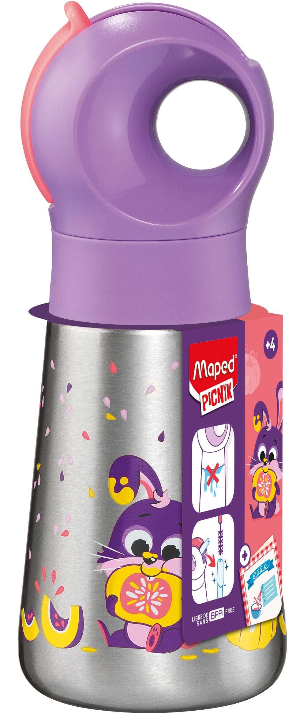 Maped Stainless Steel Bottle 350ML MINIZ Rabbit