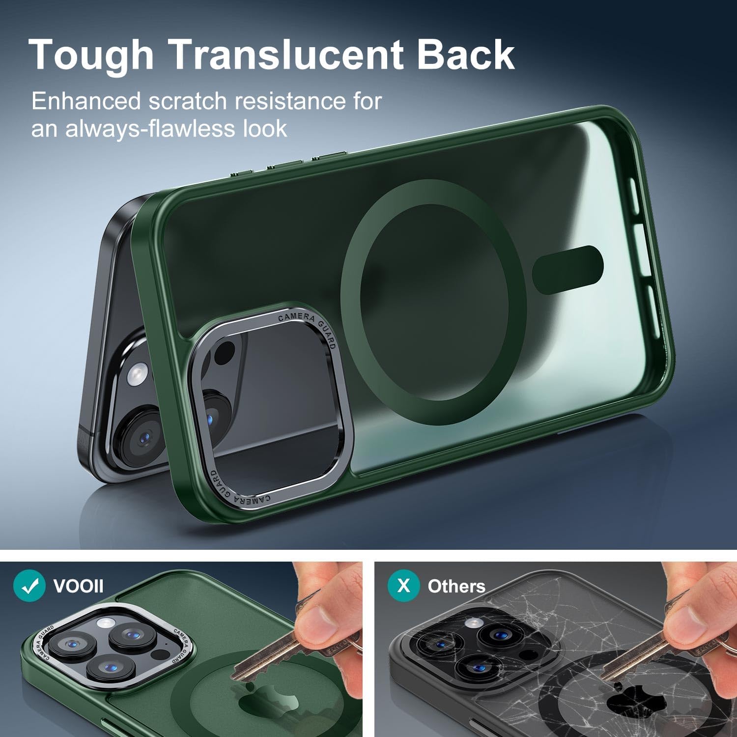 Vooii Strong Magnetic for iPhone 15 Pro Max Case, [Compatible with Magsafe] [13FT Military Grade Drop Protection] Slim Shockproof Translucent Matte Case for iPhone 15 Pro Max 6.7 inch - Midnight Green - Image 5