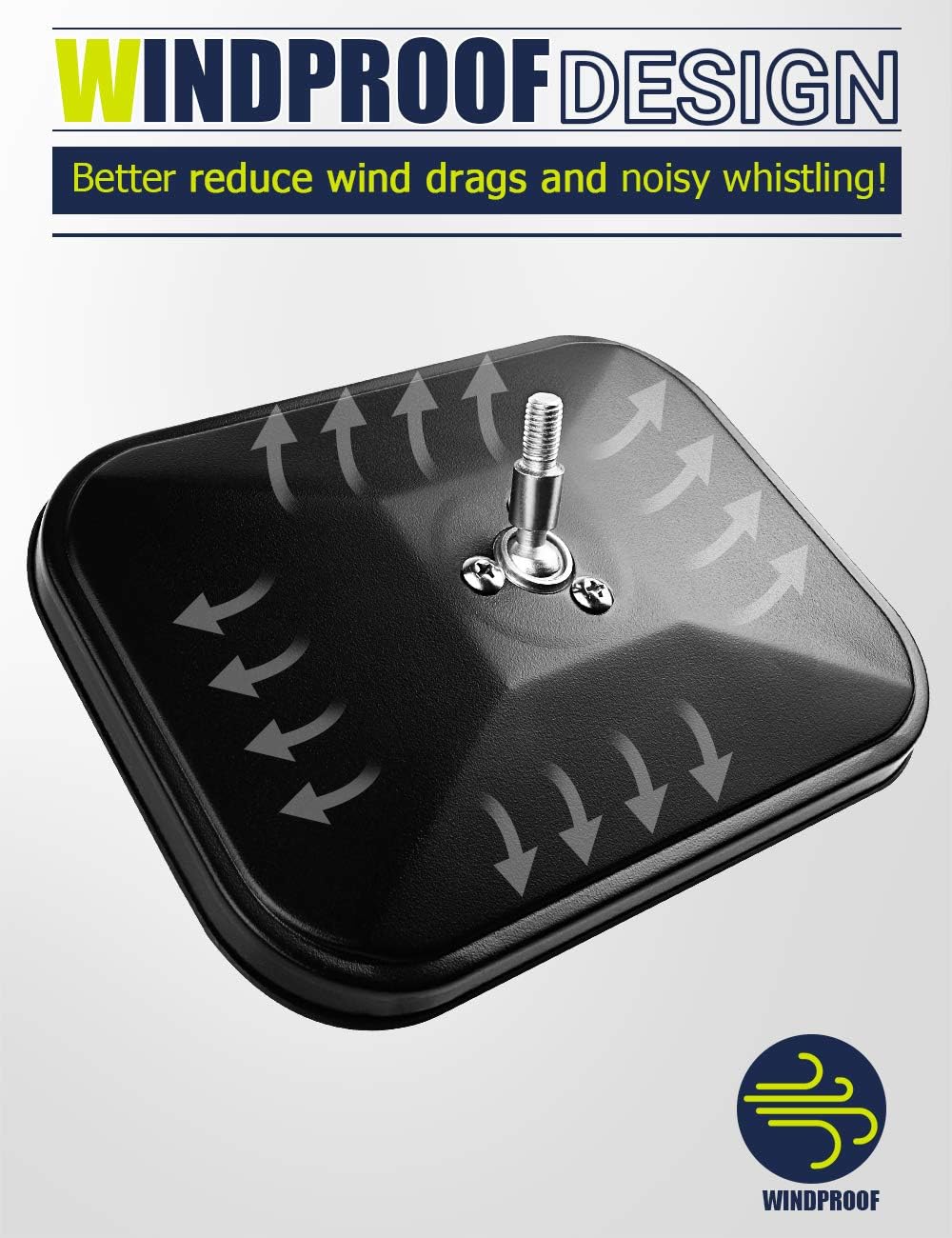 Doors Off Mirrors Compatible with Jeep Wrangler CJ TJ JK JL Rectangular Side Mirrors Off-road Mirror, 2 PACK - Image 3