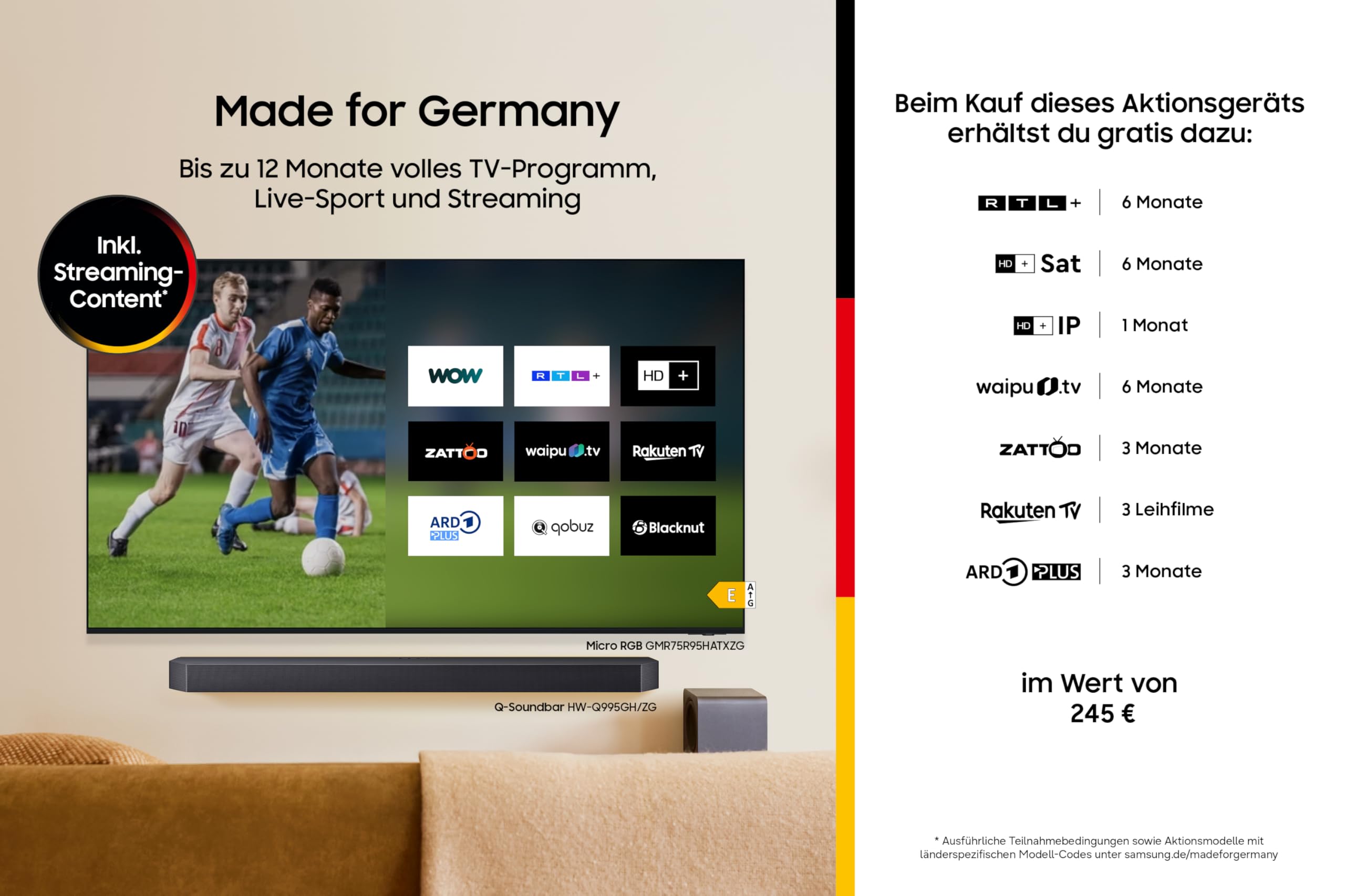 Samsung Mini LED M70H 4K 43 Zoll (108 cm), UHD Fernseher, Mini LED HDR für beeindruckende Details, Motion Xcelerator 144Hz, Dynamik Sound Pack, AI Companion für Fragen, kostenlos 900 Sender, Smart TV