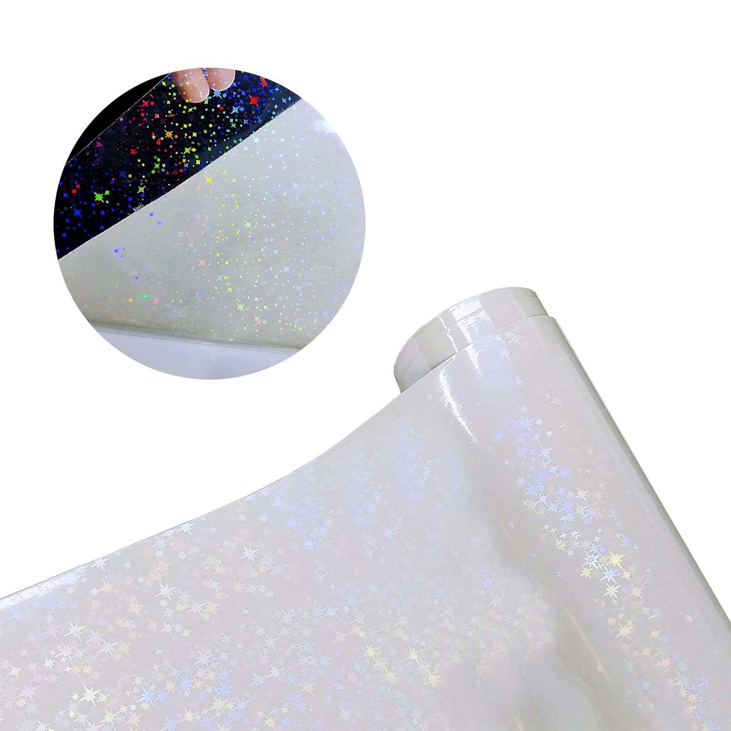 Amazon com: Bleidruck 12 quot x 20 ft Stars Holographic Sticker Paper Clear