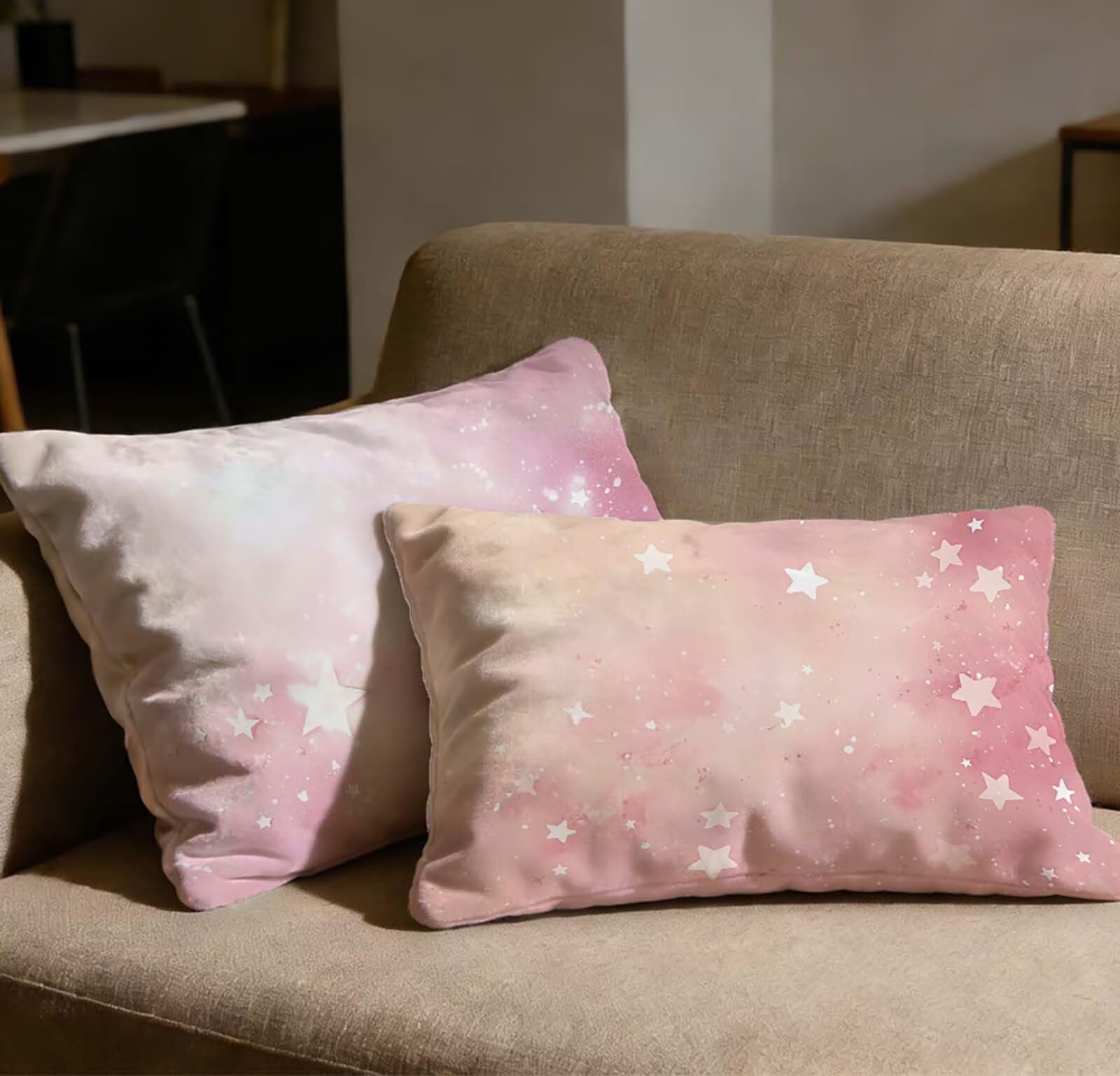 Taie oreiller 40x70 rose en velours pour decoration canapes chambre