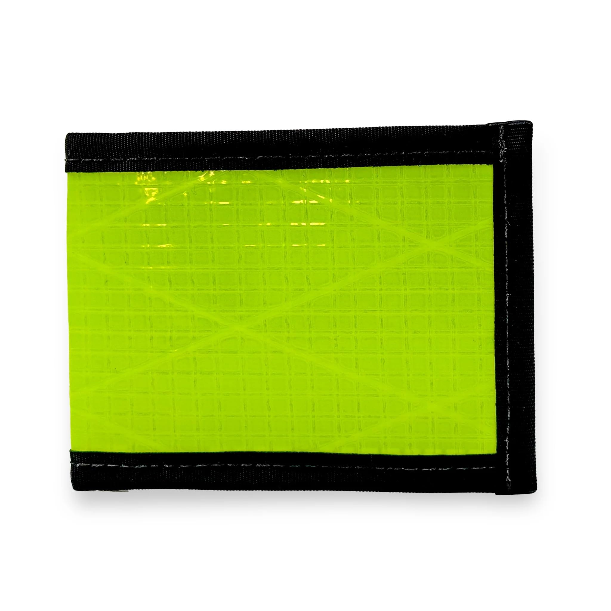 Flowfold Vanguard Recycled Sailcloth Bifold Wallet | Slim and Durable with Cash pocket, Two Hidden Card Pockets and Two ID Windows | Holds 10-12 Cards | Minimalist Wallet Made in USA | Lime Sailcloth