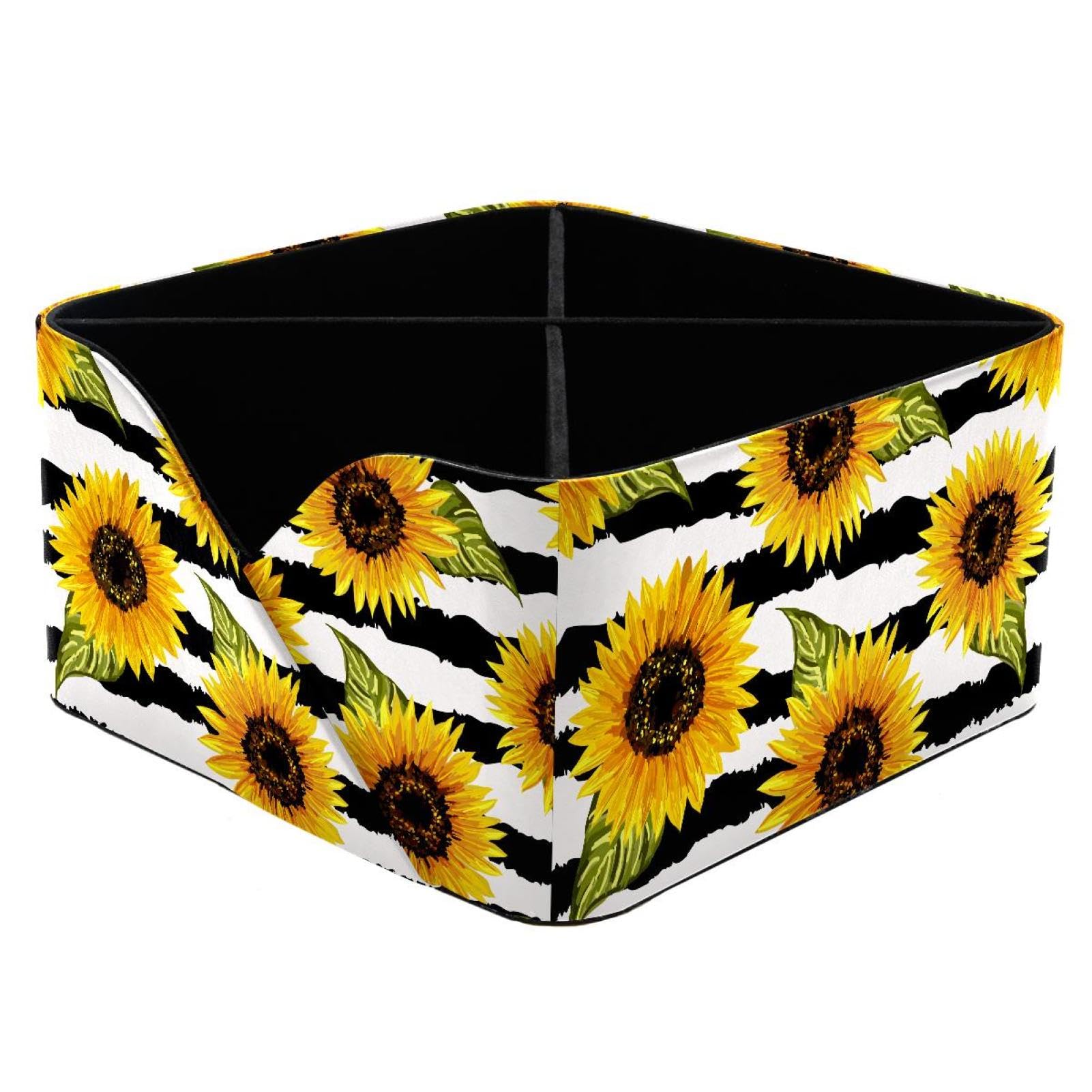 KengjuTesu Beautiful Sunflowers Watercolor Pattern Desktop Organizer Pen Holder, Rectangular Pencil Cup for Office, Study and Makeup Stations