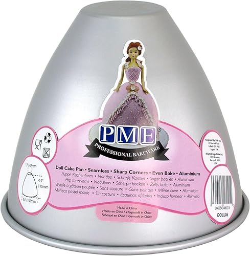 PME Lata de aluminio anodizado para tartas de muñecas, 5.4" x 4.5" (136mm x 115mm), color plateado