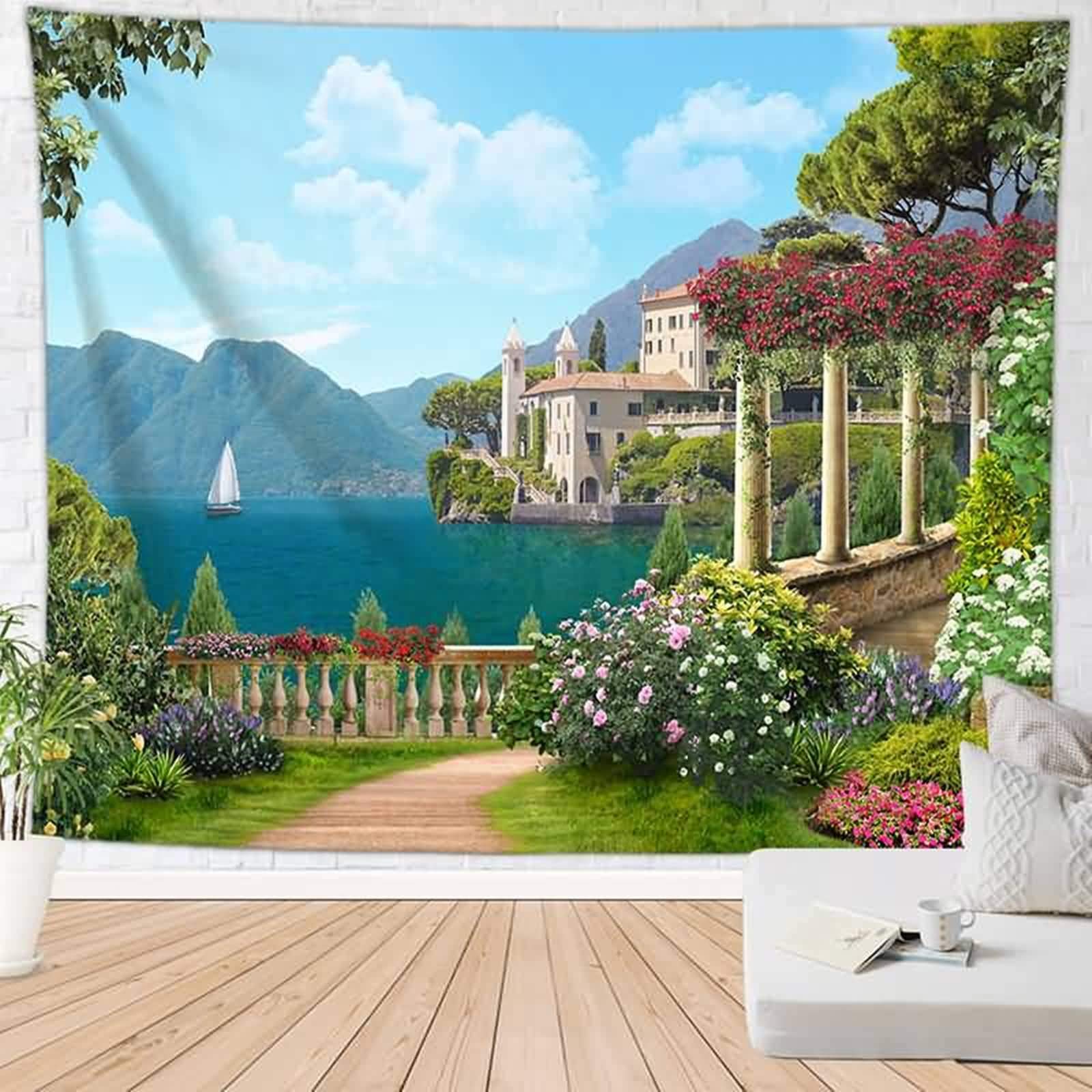Tapisserie murale pour masquer les défauts d'un mur blanc, tenture paysage 150x200cm