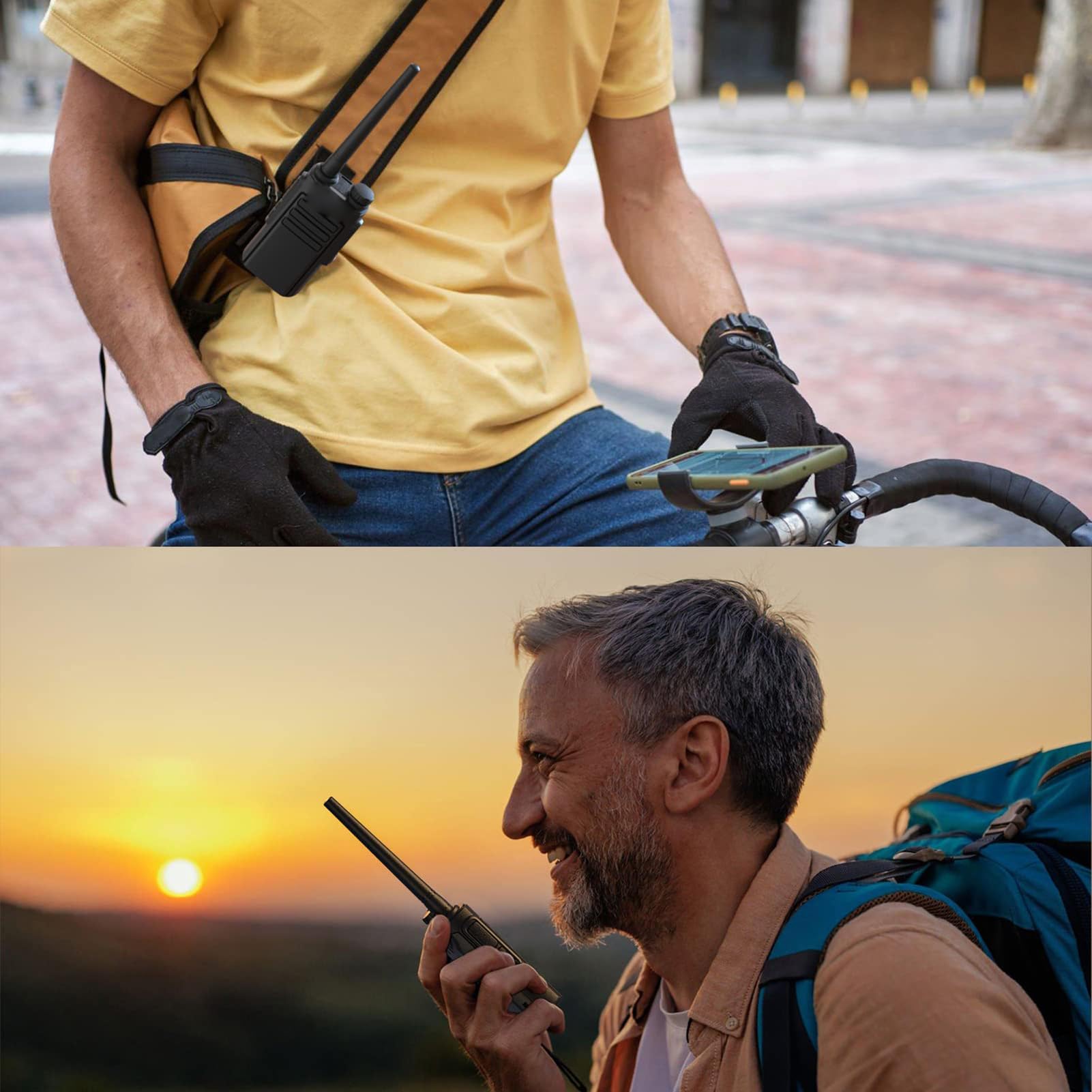 Ricetrasmettitori GMRS, 22 Ricaricabili con Meteo NOAA, 260 Codici Privacy, IP54 Impermeabili, Batteria 1500mAh, Ricarica USB C per Escursionismo, Campeggio, Esterno