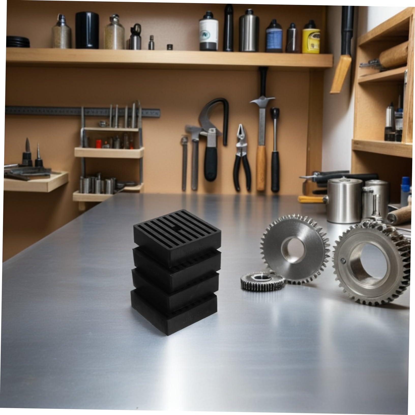 Mikinona 4pezzi Cuscinetti Antivibranti in Gomma Tappetini Isolanti per Compressore d Aria Design in Gomma Solida ad Alta Densità Foro Centrale per Installazione Facile Superficie