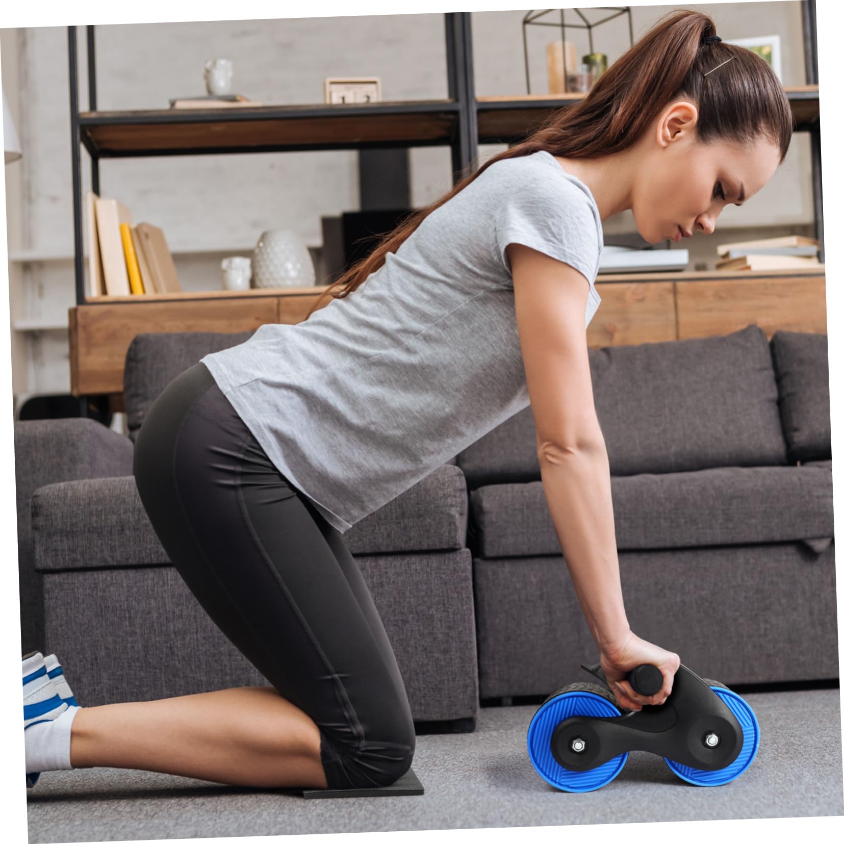 NOLITOY Rodillo Ab de Rebote Automático con Alfombrilla para Rodillas para Entrenamiento Abdominal Rueda Abdominal de Fitness para Ejercicios Casa Color Aleatorio