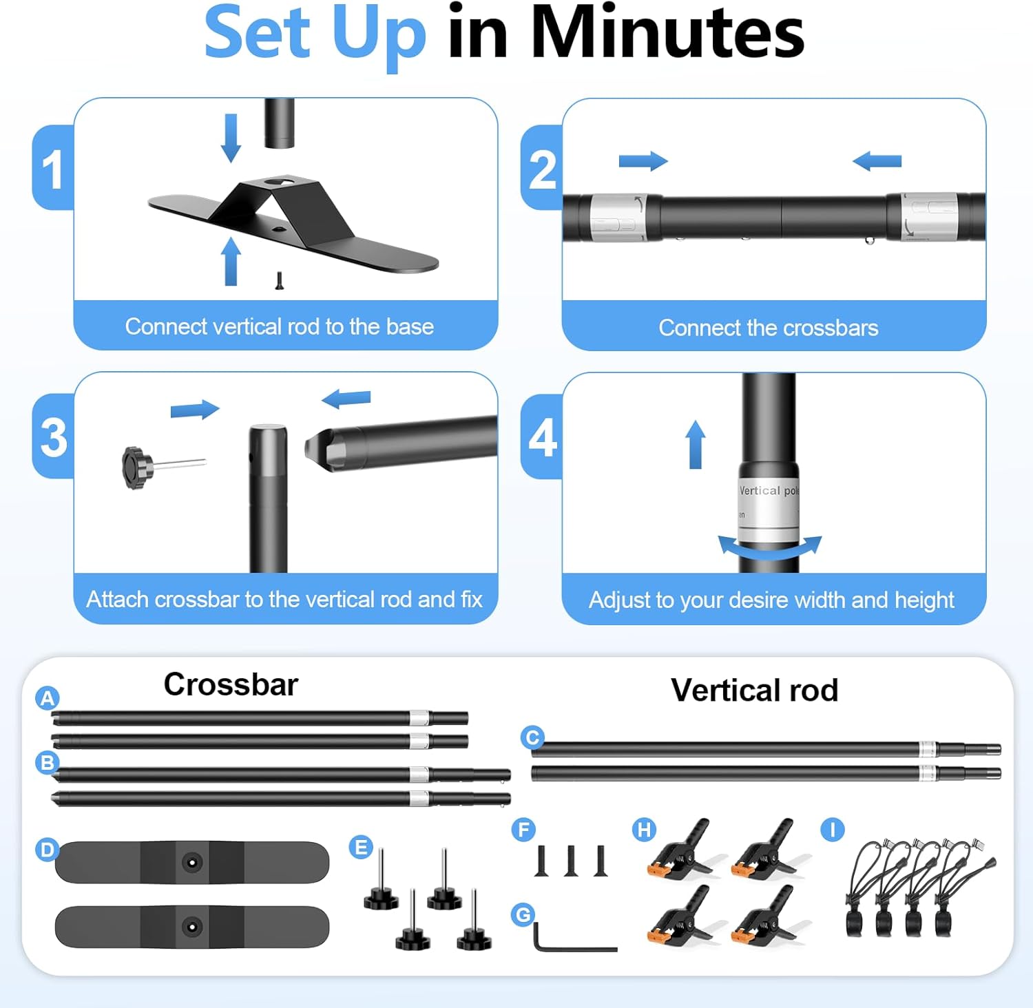 10 x 8FT Backdrop Banner Stand, Heavy Duty Adjustable Photo Background Support Frame Kit, Step and Repeat Stand for Photo Booth, Parties, Exhibition, Trade Show, Wedding