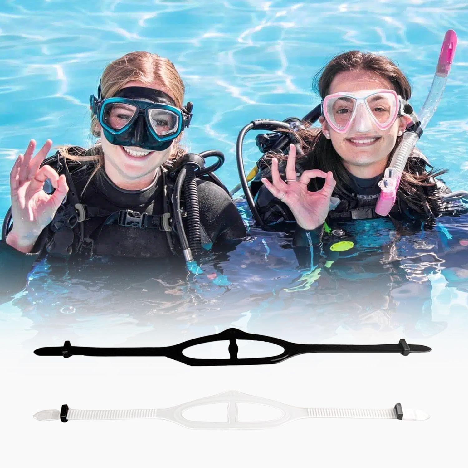 4 Pezzi Cinturini per Maschera Subacquea, Cinturini in Silicone per Maschera Subacquea, Cinturini di Ricambio per Occhiali Subacquei, Accessori per Occhiali Subacquei