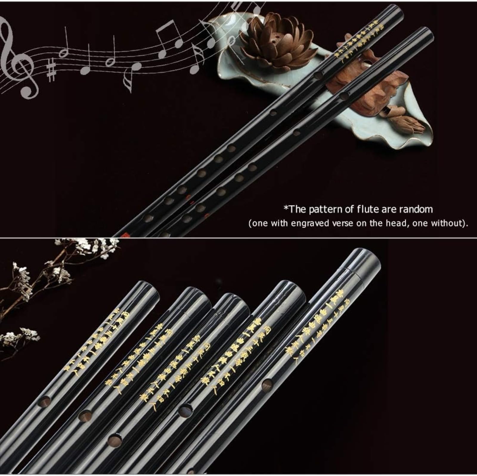 Dizi - Flauta de bambú tradicional chino con bolsa de transporte para amantes de la música para principiantes (F Key)