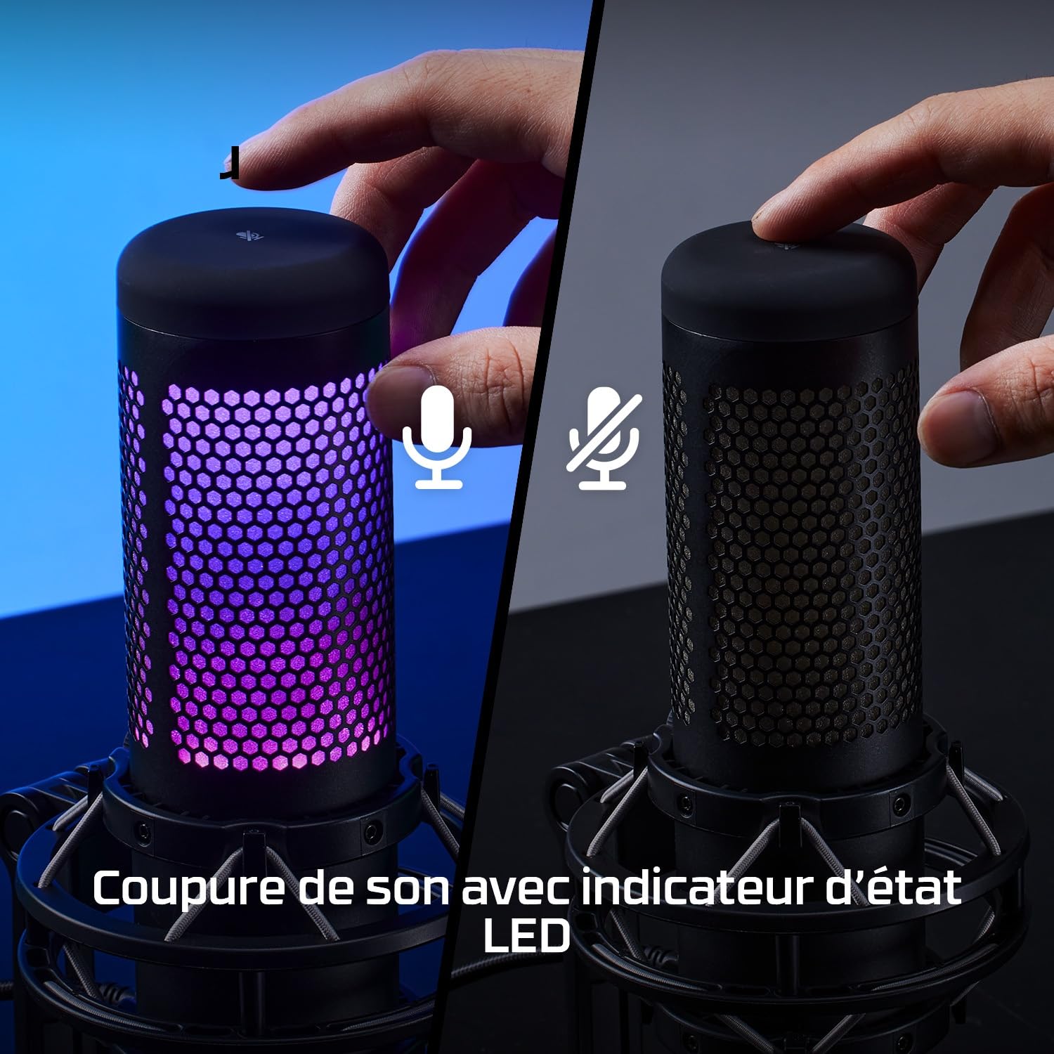 HyperX QuadCast S – Micro USB à condensateur RGB pour PC, PS4 et Mac, support anti-vibrations, Filtre anti-pop, Jeux, Streaming, Podcasts, Twitch, YouTube, Discord