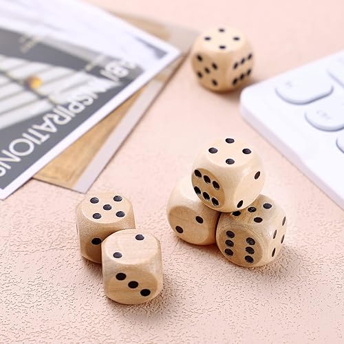 Miniatura 5 de Toddmomy Juego de 10 dados de 6 caras de 0.630in, dados redondos de madera pequeños, dados de matemáticas estándar para enseñanza en el aula, juegos
