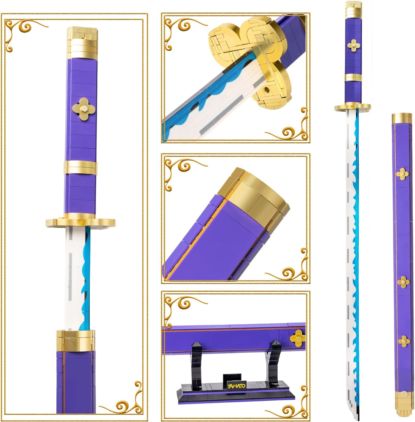SATHIBI Cosplay Anime Swords Building Set,Anime Yamato Sword Building Block with Scabbard and Stand Model Kits Toy,Creative Gifts for Adults and Kids 8+ (936PCS)