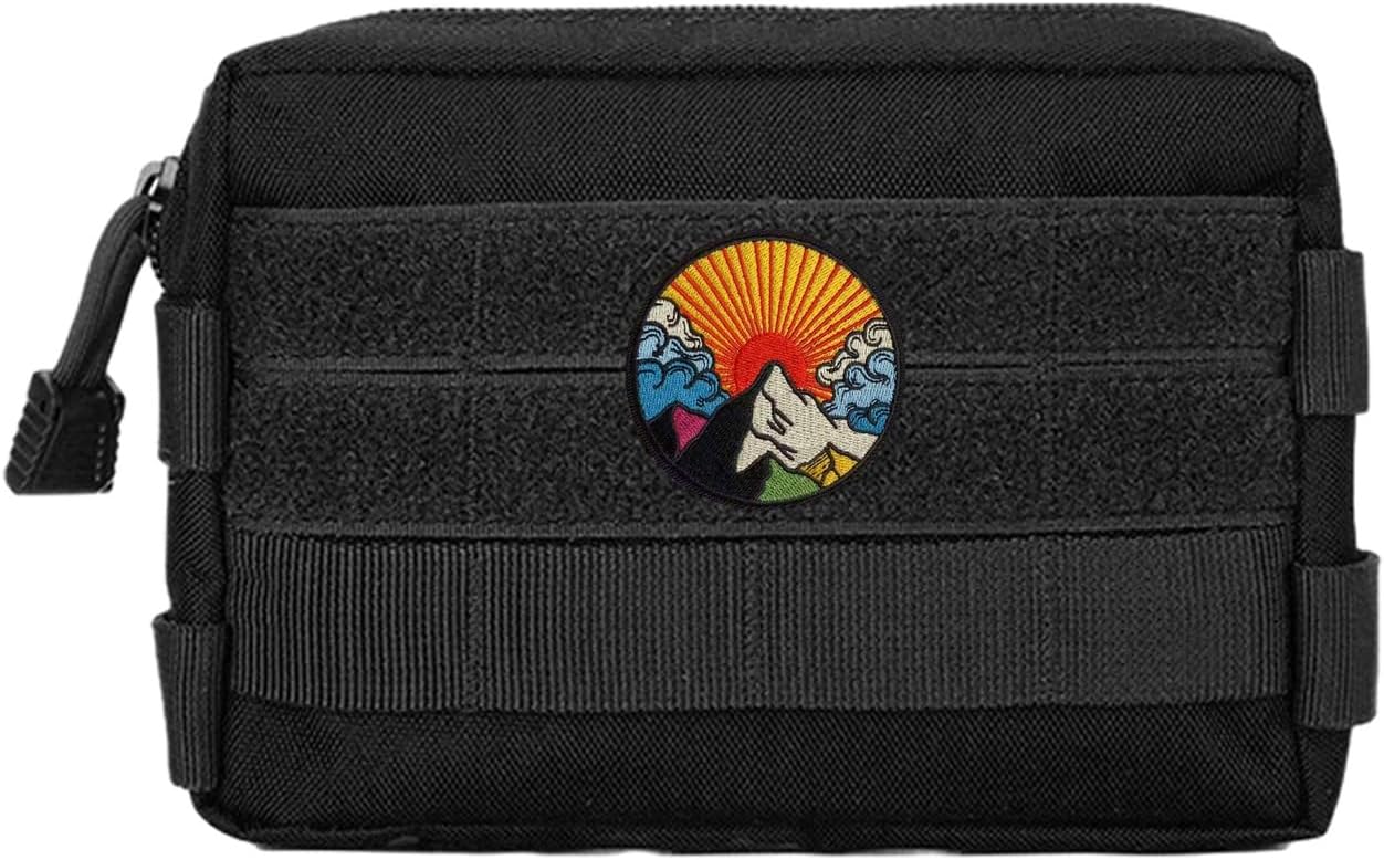 Colorful Sunrise Mountain Scenic Nature Patch, Tactical Hook and Loop Embroidered Patch Funny Military Morale Patches for Backpack, Jackets, Bag, Molle Vest, Clothing, Hat (Hook & Loop) image 3