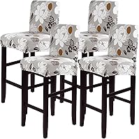 Vista 41 de SearchI - Juego de 4 fundas para taburetes de bar de jacquard, fundas elásticas y lavables para taburetes de bar, fundas para sillas de altura