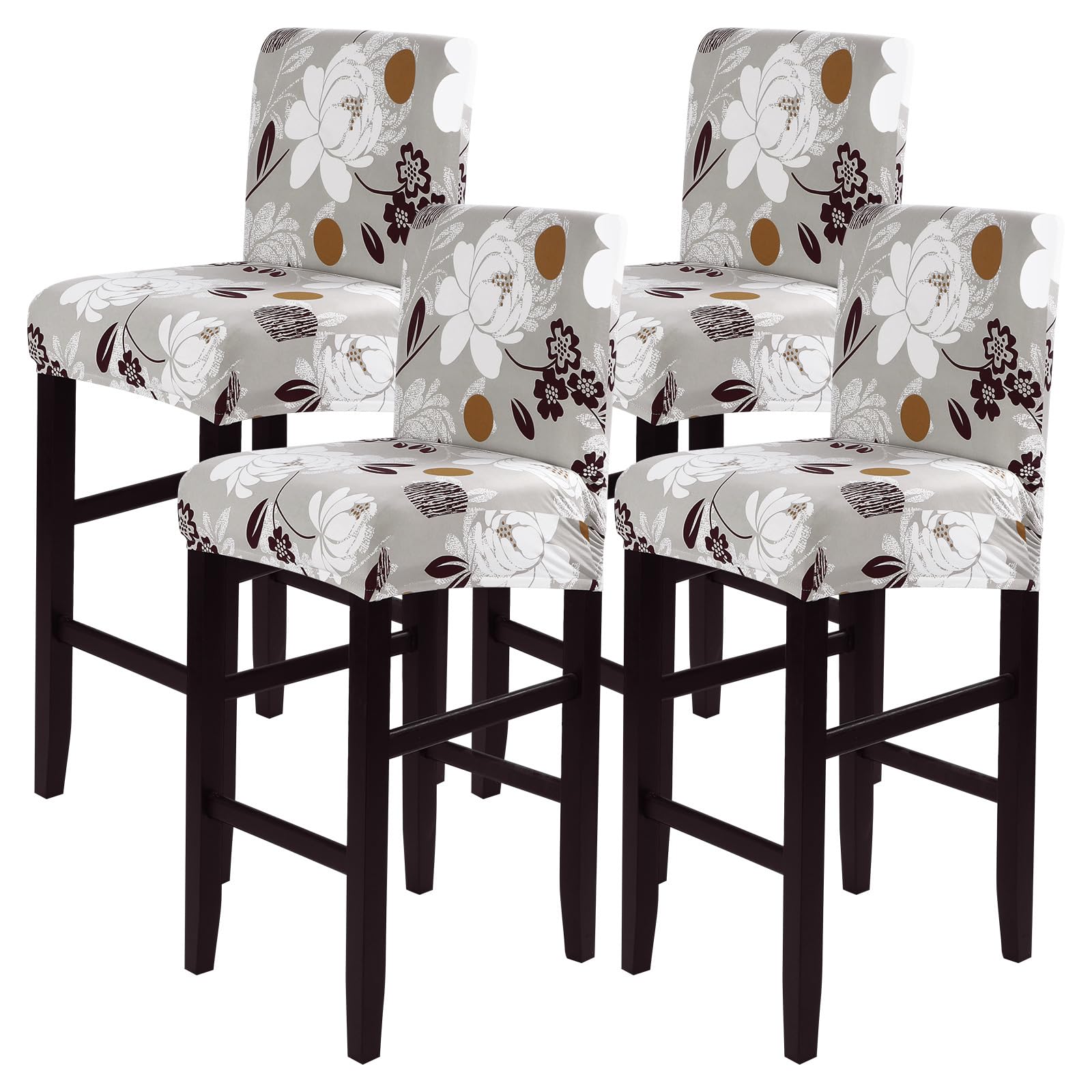 Photo 1 of SearchI Bar Stool Covers Set of 4, Stretch Washable Barstool Seat Covers, Counter Height Chair Covers for Kitchen Dining Room Cafe (Booming Flower)