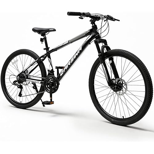 26/27.5 Inch Mountain Bike for Men and Women, Lightweight Aluminum Frame MTB with Dual Disc Brakes & 21-Speed Trigger Shifter, Comfort Foam Seat Adult Bicycle for Trail & Outdoor Riding