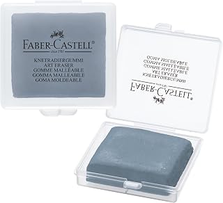 Faber-Castell Kneadable Art Eraser Grey - Absorbent Putty Eraser for Charcoal, Graphite, Pastel Drawings with Storage Case