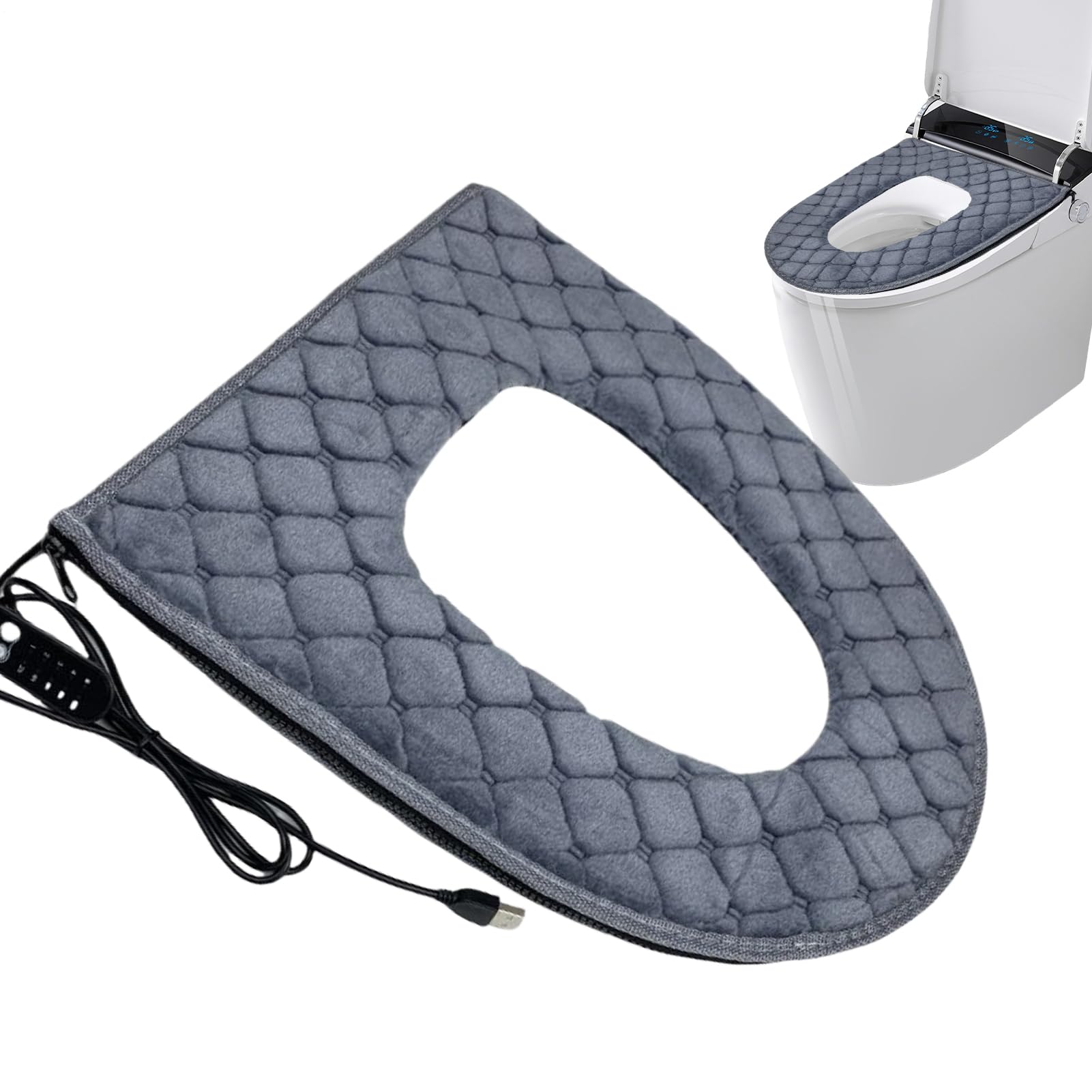 Calentador de asiento de inodoro USB con cojín de terciopelo caliente enchufable