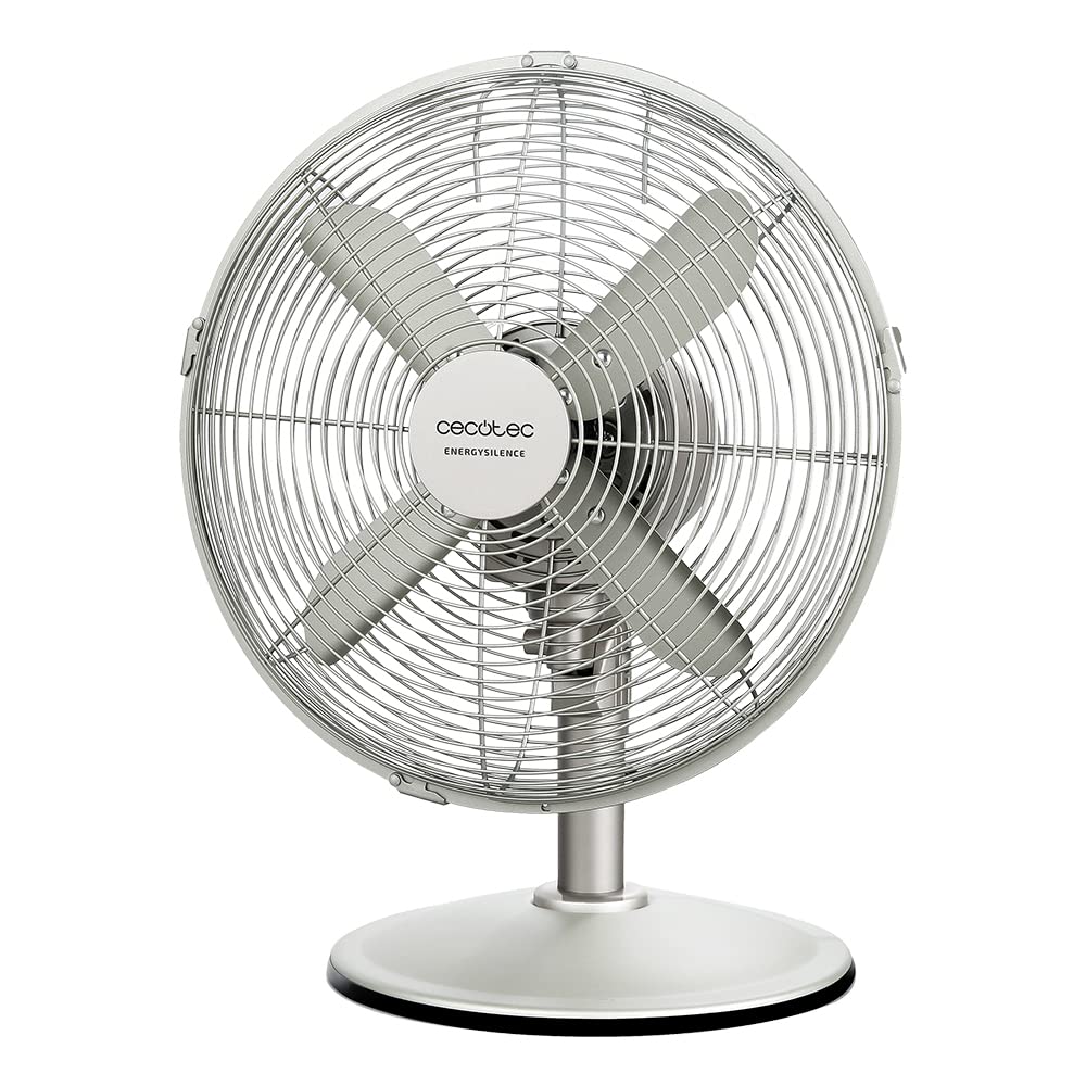 Cecotec Done Fan Energysilence 610 Steeldesk. 40 W, wykończenie stalowe, średnica 12" z 4 ostrzami, 3 prędkościami, oscylacja, regulowana wysokość, maksymalne bezpieczeństwo