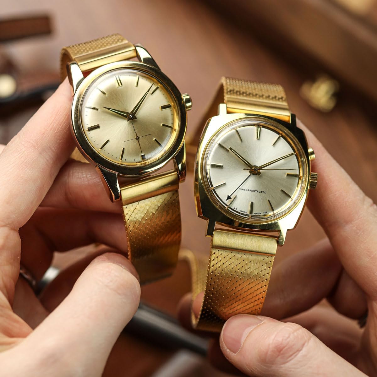 WatchGecko Calibre 1960 Bracelet de montre en maille d'acier ultra plat Inspiration vintage