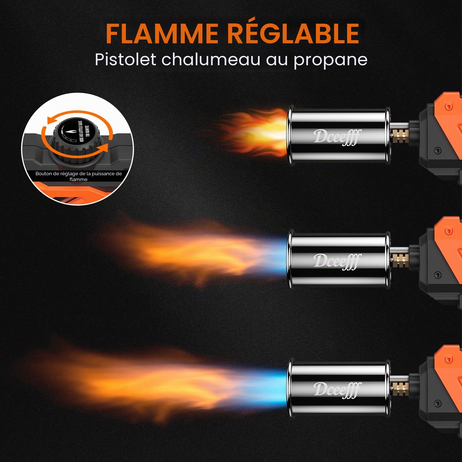 Puissant pistolet-torche au propane, pistolet lance-flammes réglable, torche de cuisine avec design détachable, lance-flammes pour barbecue, cuisson à haute température, soudure, allumeur de charbon