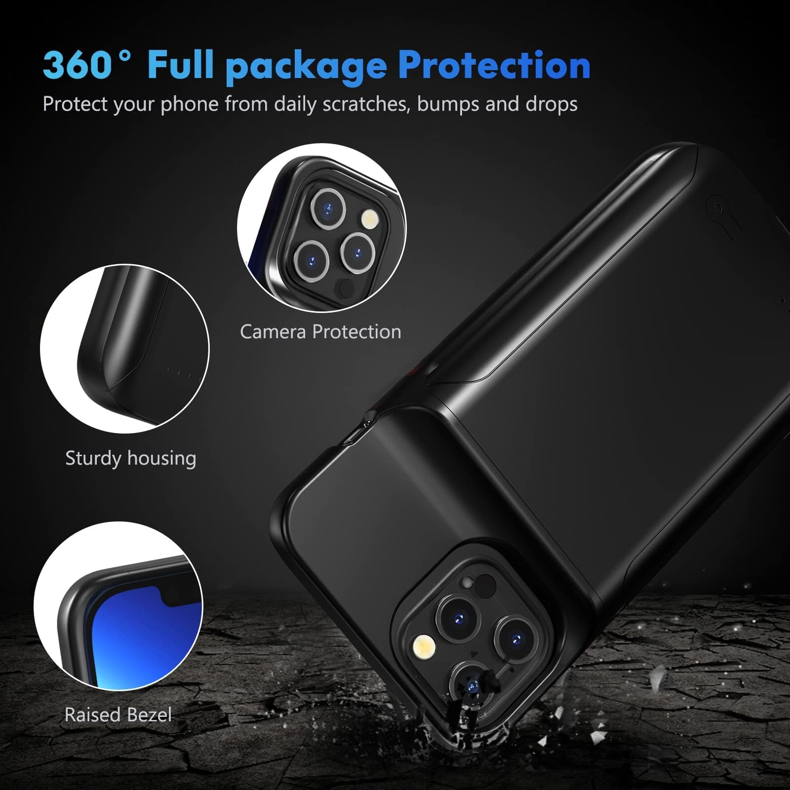 Custodia a batteria migliorata per iPhone 16 Pro Max,7000 mAh caricatore ricaricabile custodia di ricarica sottile e portatile custodia per caricabatterie per cellulare