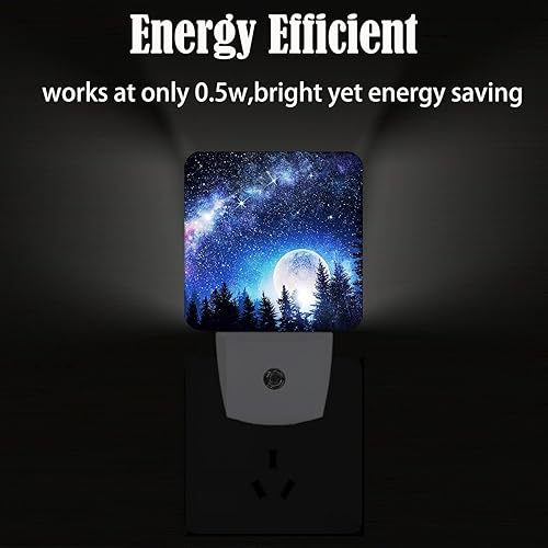 Miniatura 4 de Luz nocturna de estrellas de mar y luna, enchufable a la pared para niños y niñas, lámpara decorativa cuadrada de luz nocturna 0.5 W para dormir