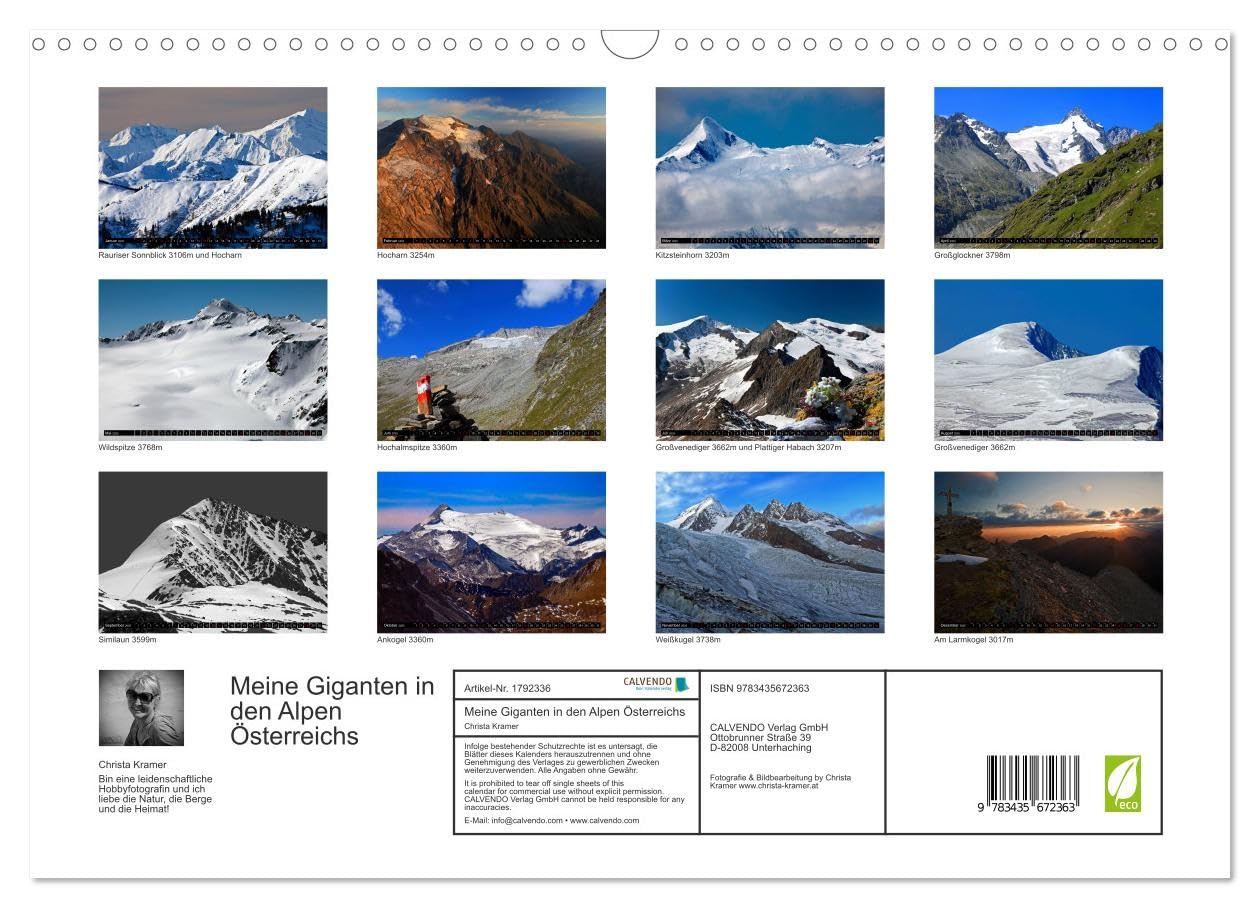 Meine Giganten in den Alpen Österreichs (Wandkalender 2025 DIN A3 quer), CALVENDO Monatskalender: Meine höchsten Berge in Österreich (CALVENDO Natur)
