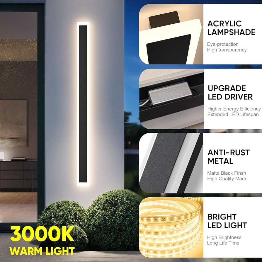 AYA　0605 Aoceley 2-Pack 31.5inch Modern Outdoor Wall Lights, LED Wall