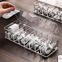 Vista 4 de Caja de almacenamiento de cables transparente, caja organizadora de cables, caja organizadora de cables de plástico, caja de almacenamiento