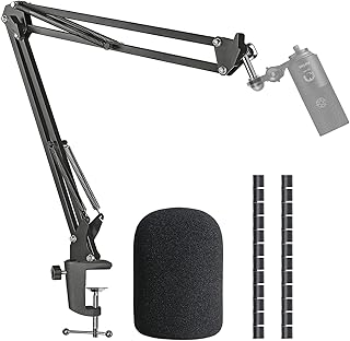 K669 Mic Boom Arm Stand with Pop Filter, Compatible with Fifine K669, Fifine 669B USB Microphone with Cable Sleeve by SUNMON
