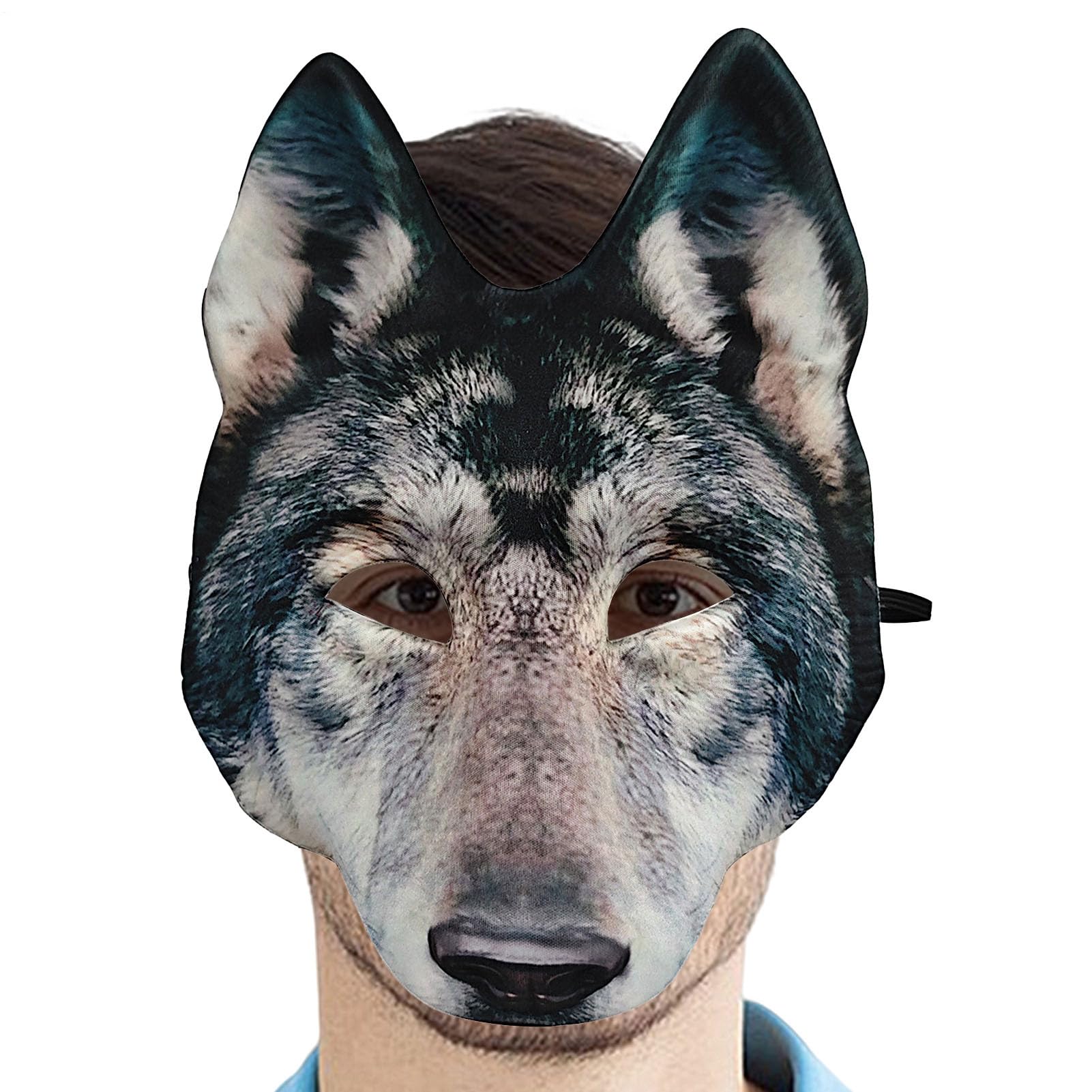 Fyrdyn Máscara de cabeza de lobo,Máscara de lobo, de Halloween de animales aterradores realista - de animales Mardi Gras mascarada máscara para Halloween carnaval disfraces fiesta