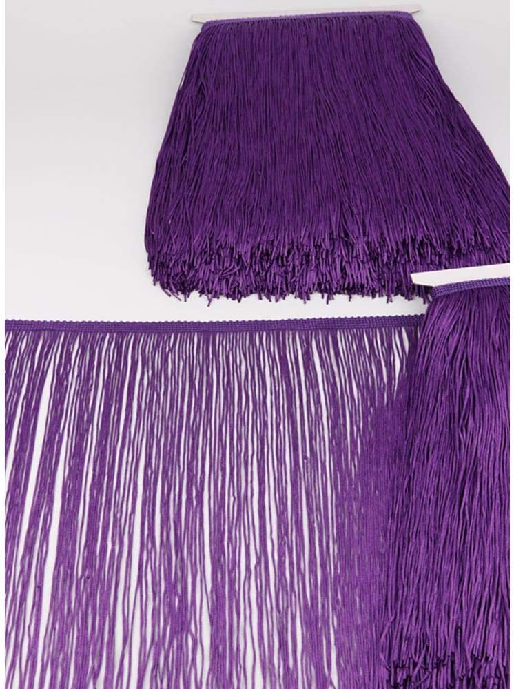 Fringe Trim Lace Polyerter Fibre Tassel 12inch（″） Wide 10 Yards Long for Clothes Accessories and Latin Wedding Dress and DIY Lamp Shade Decoration Black Purple