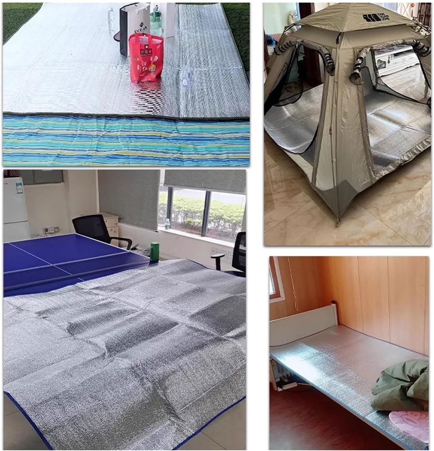 Aluminium Insulating Mat Foil Foam Mat Sleeping Mat Waterproof Double-Sided Moisture-Proof Foldable Tent, 7mm Thick, for Camping Thermal Floor Mat for Tent Aluminium Sleeping Mat,Silver,150