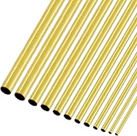 Mardatt 12-Pc Brass Tube Set: 6 Sizes 1-3.5mm OD x 0.2mm Wall, 300mm Seamless Precision Tubes for Hobby Models & DIY