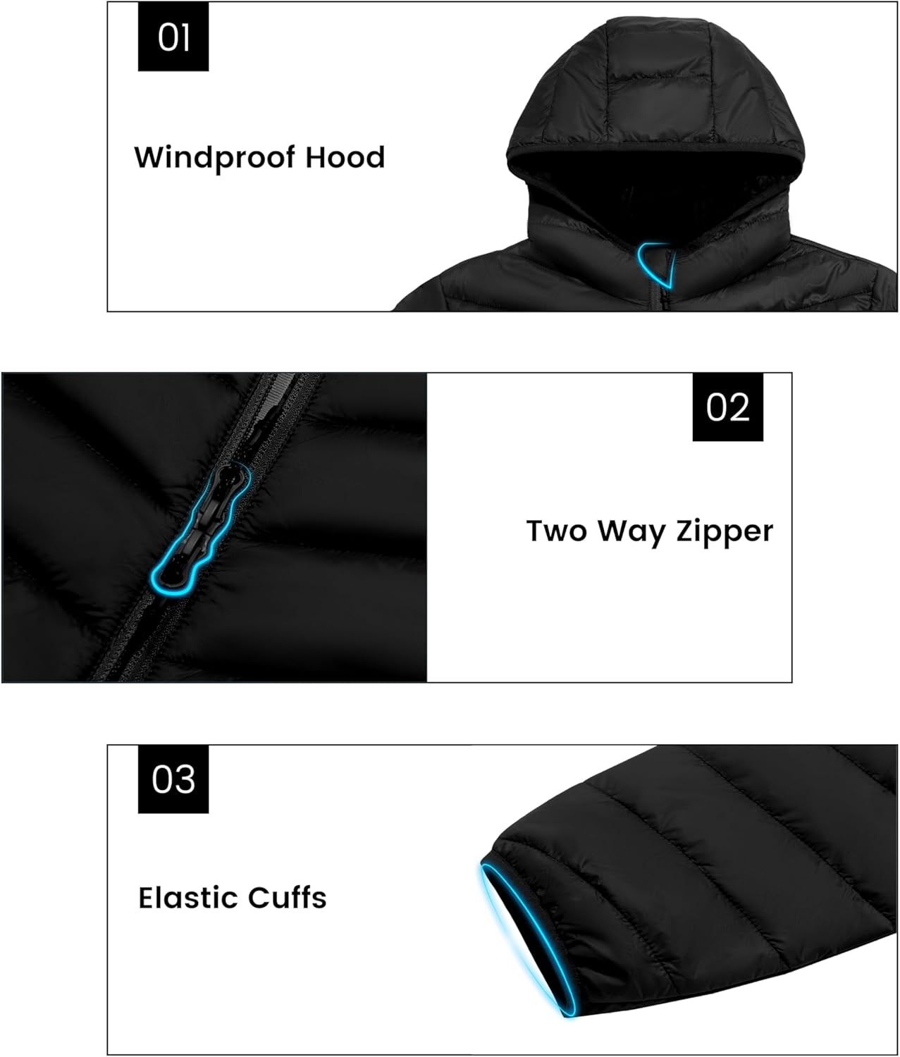 Little Donkey Andy Women's Lightweight Packable Puffer Jacket Hooded Quilted Windproof Warm Insulation Winter Coat - Image 5