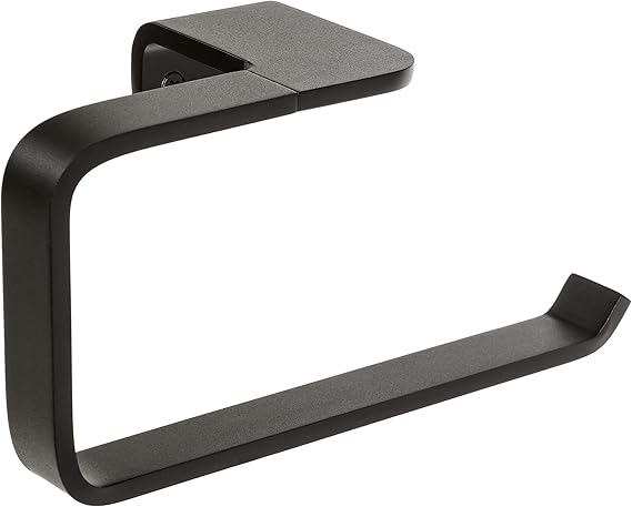 Tatay Aro toallero de la Colección Onyx, en Aluminio anodizado Negro Mate. Doble Sistema de fijación, Tornillos y Sistema Glue & Fix, sin taladrar.