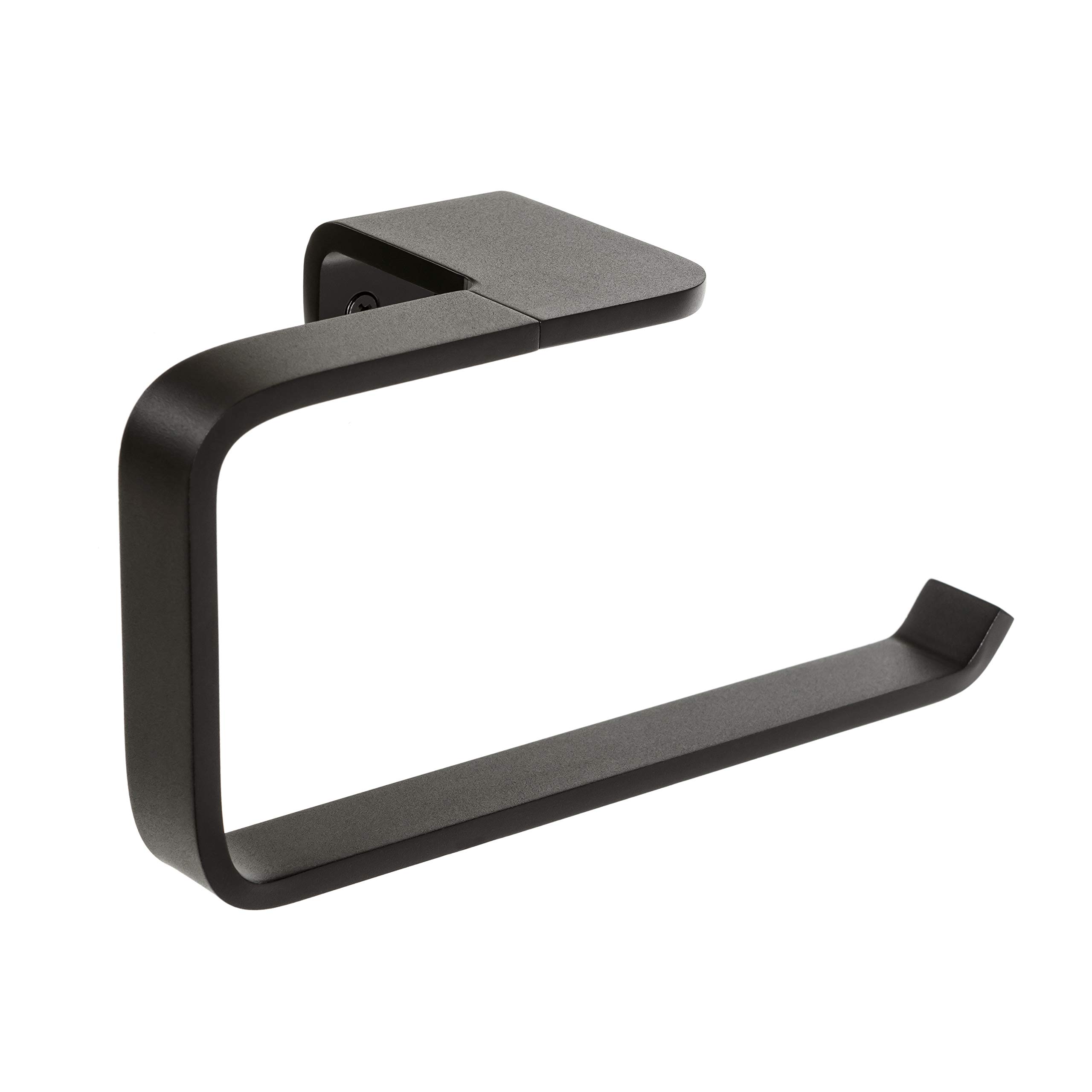 TATAY Towel ring from the Onyx Collection, in matt black anodised aluminium. Double fixing system, screws and Glue & Fix system, without drilling.