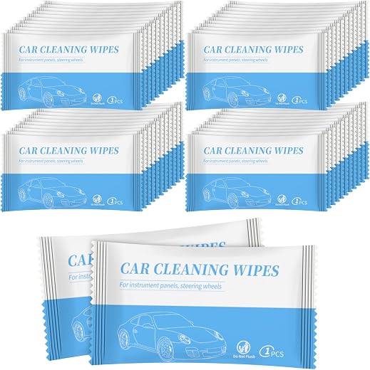 Hipruict Car Cleaning Wipes, Set of 100 Individually Car Wipes, Fast Cleaning Car Leather Cleaner Wipes, Suitable for Car ...