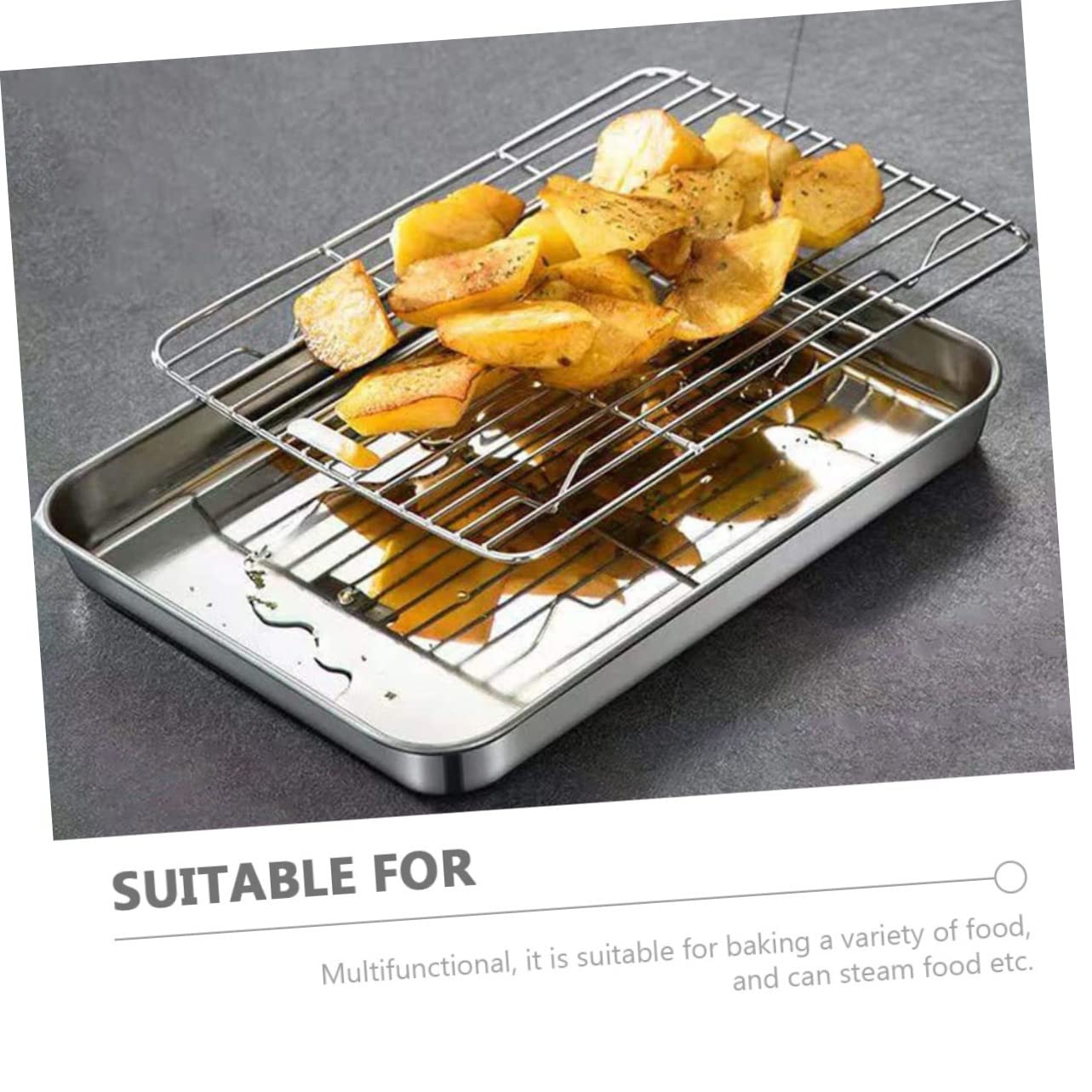 Gatuida 1 ensemble Plaque de Cuisson Acier Inoxydable avec Support de Refroidissement Ensemble de Cuisson pour Cuisine Camping Accessoire de Pâtisserie Facile à Nettoyer et