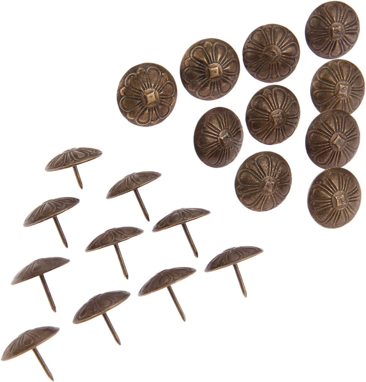20pcs Upholstery Nails Antique Bronze 19mm15mm Flower Head Tack Stud Pushpin Decor Furniture Hardware Sofa Jewelry Box Door Usual