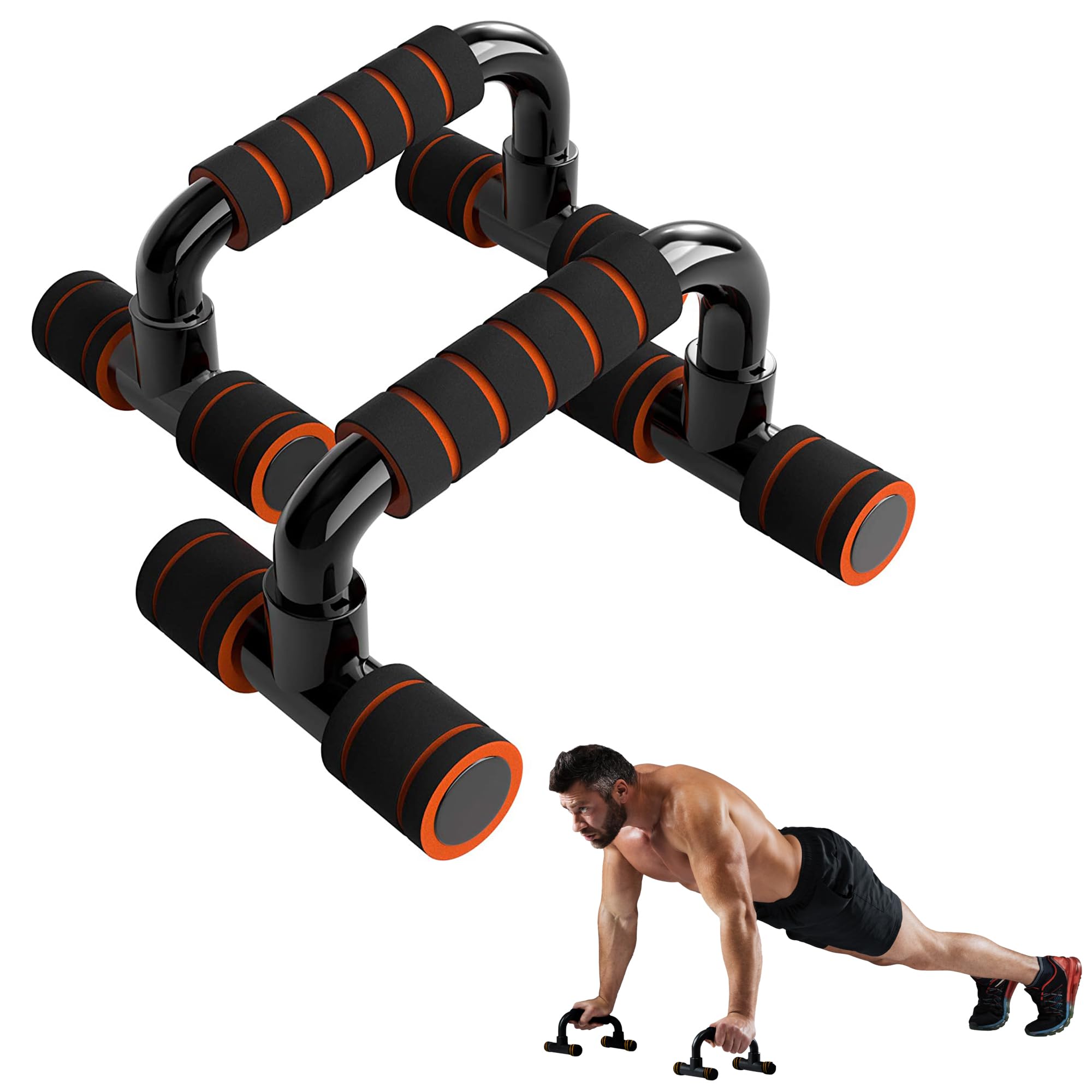 PROUT Pushup Bar for Home Training and Fitness for Men & Women Using a Foam Grip Push-up Stand (Orange)-image-30