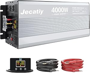 Jecatiy 4000W pure sine wave inverter with control panel and connecting cables