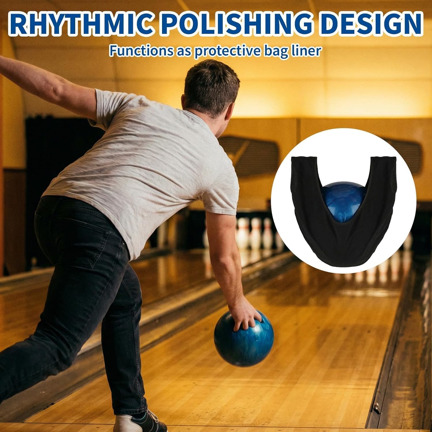 1PCS Bowling Ball Sling, Thickened Microfiber Bowling Polisher Ultra-Absorbent Bowling Ball Shammy for Oil Removal, Large Washable Cleaning Towel Protective Carrying Slings for All Bowling Ball Size
