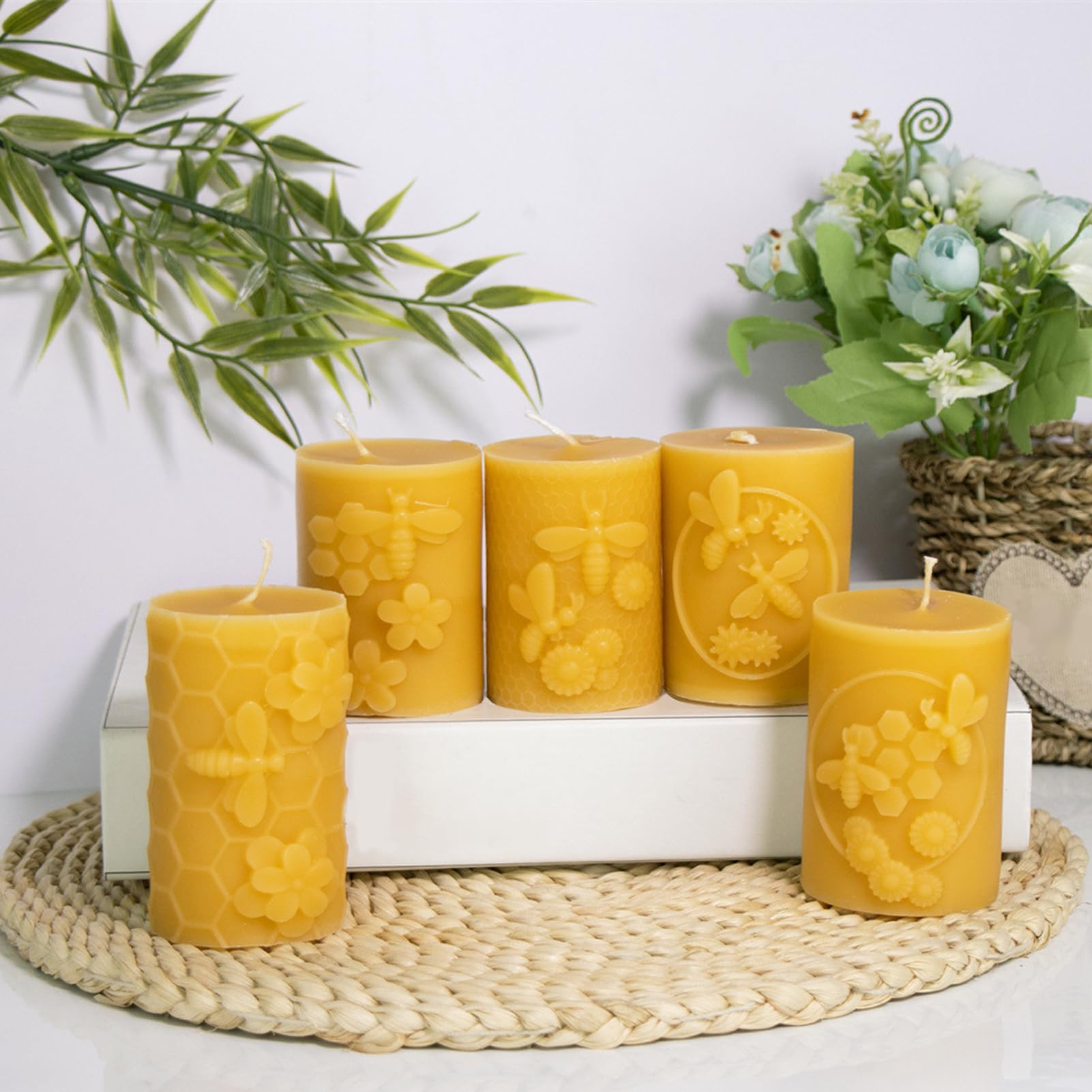 Forme per candele in silicone, forme in silicone per candele a torcia, forma in silicone con rilievo di api e favi, forme per candele in silicone, forme per candele in silicone 3D, forme per candele